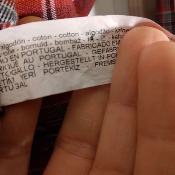 Zara Man shirt mens L Large red plaid relaxed fit long sleeve button cotton - Picture 6 of 7